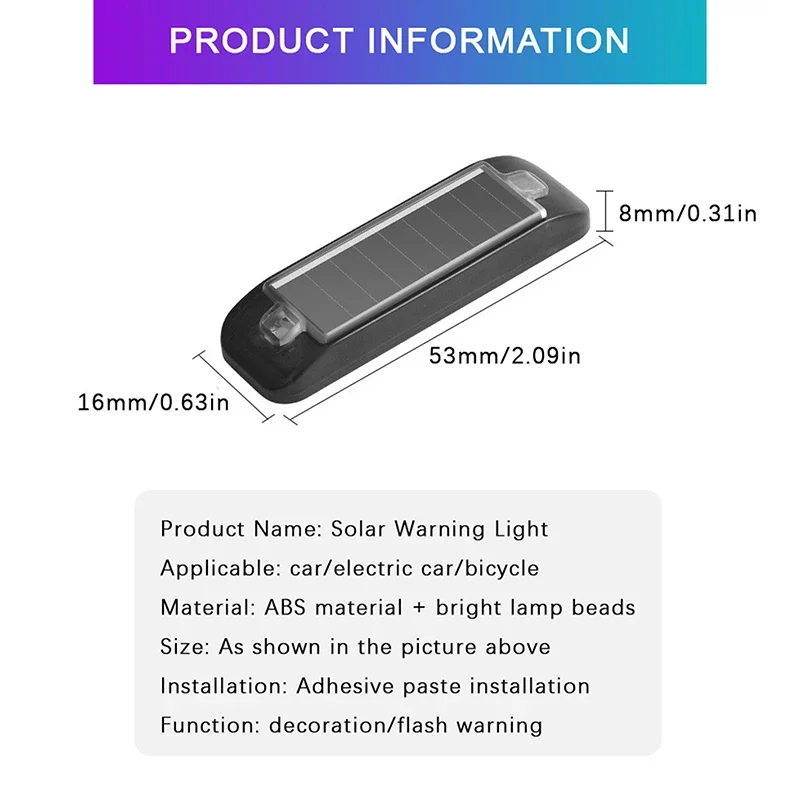 Motorcycle Bicycle Mini LED Wireless Warning Anti-Theft Caution Light Prevent Rear end Collision Solar Power Strobe Running Lamp