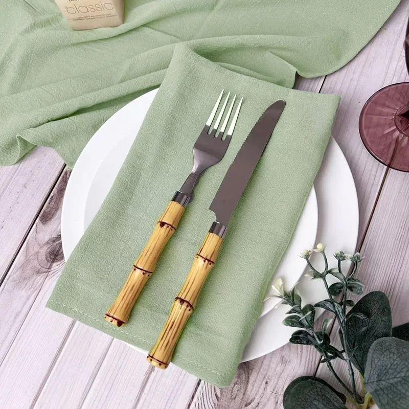 12pcs 40x40cm Sage Green Cloth Napkins Washed Cotton Tea Towel Dining Place Mats Wedding Party Christmas Baby Shower Decoration