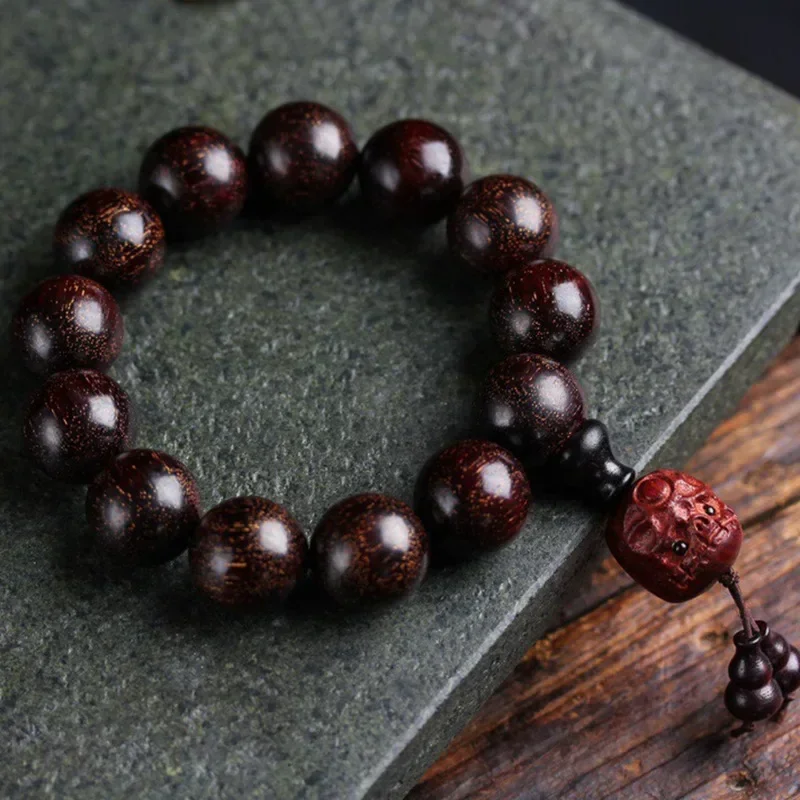 Zambian rosewood leaflet DIY hand string beads Buddha beads bracelet men's and women's literary accessories wooden crafts