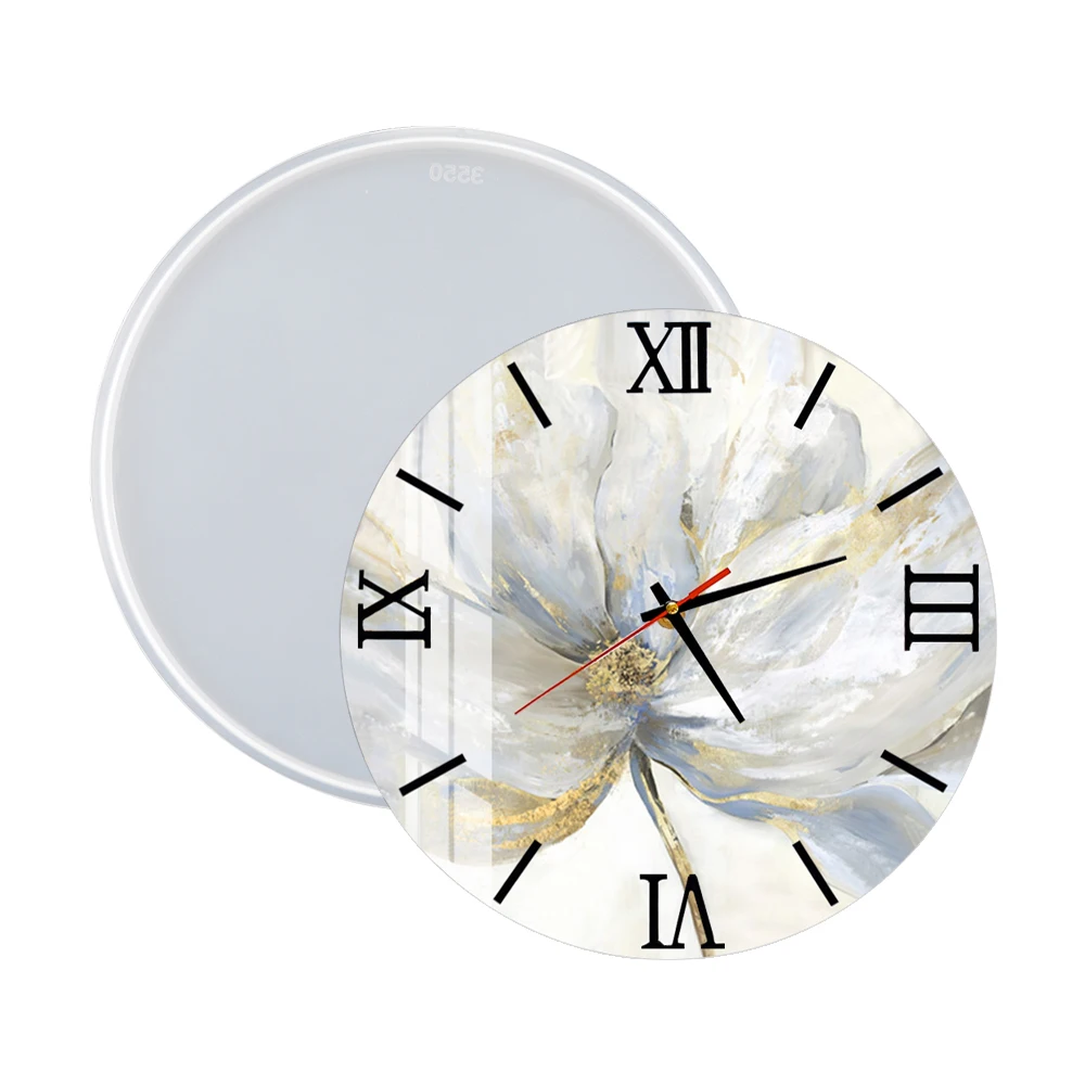 

DM732 Large Round Clock Resina Epoxy Transparente Molds Silicon Wall Decor Manualidades Room Hanging Ornaments