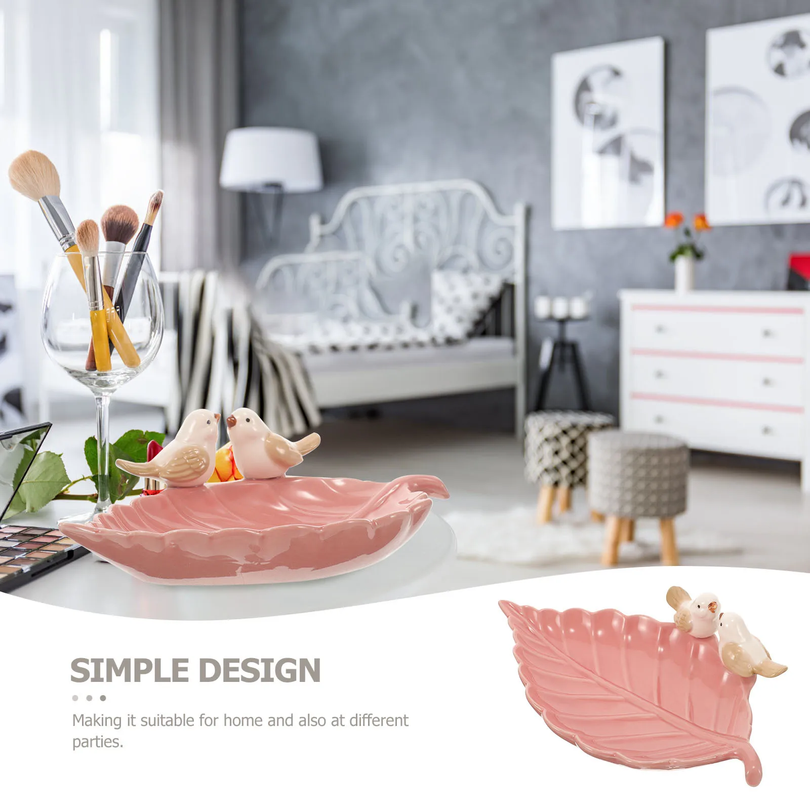 

Elegant Ceramic Snack Tray Fruit Dessert Plate Leaf Design for Home Party Serving Appetizer Dried Fruit Candy Storage Dish