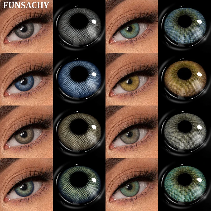 FUNSACHY 1 Paar natürliche Kontaktlinsen für Augen, farbig, blau, Softlens, modische Schönheit, Damen-Make-up-Linse, graue Pupillen-Kosmetiklinse