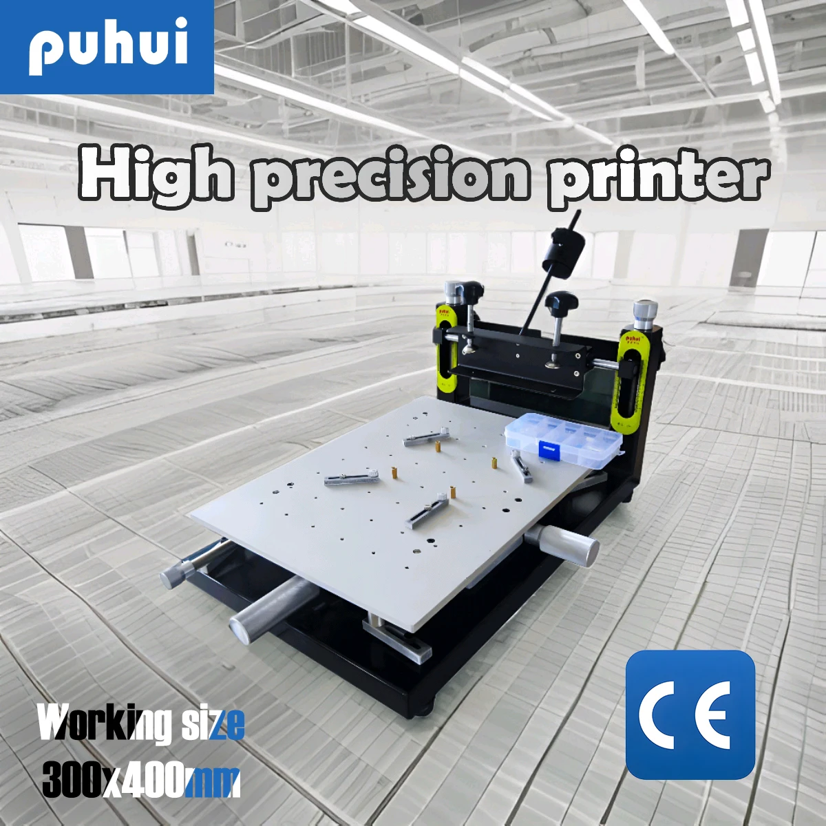 

Precision screen printing table Easy Alignment PCB Screen Printer 30° Tiltable Platform PUHUI 300x400mm