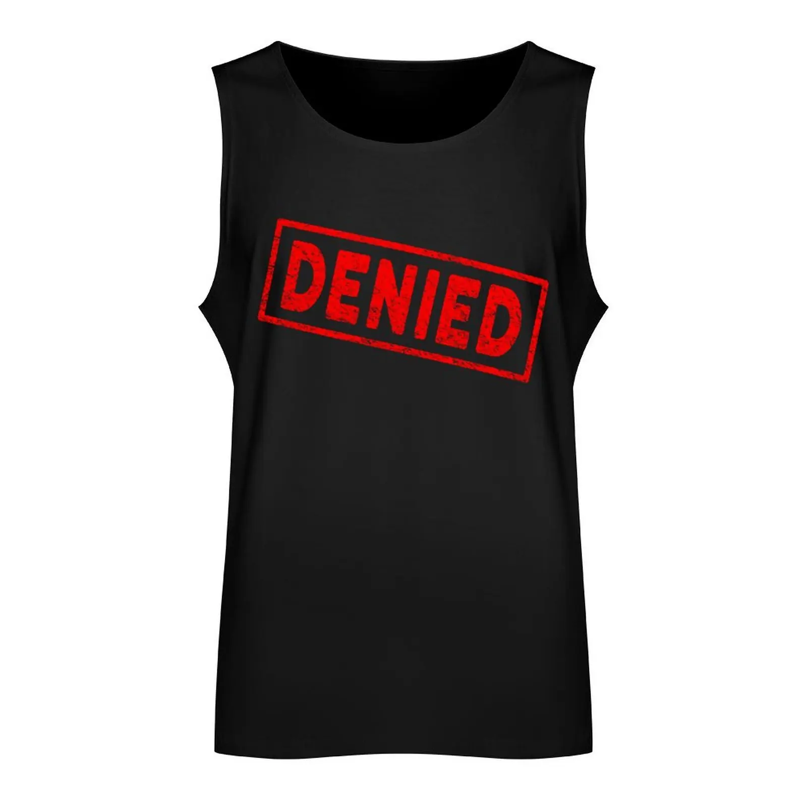 Denied Red Rubber Stamp Tank Top t-shirt Men's gym shirt men