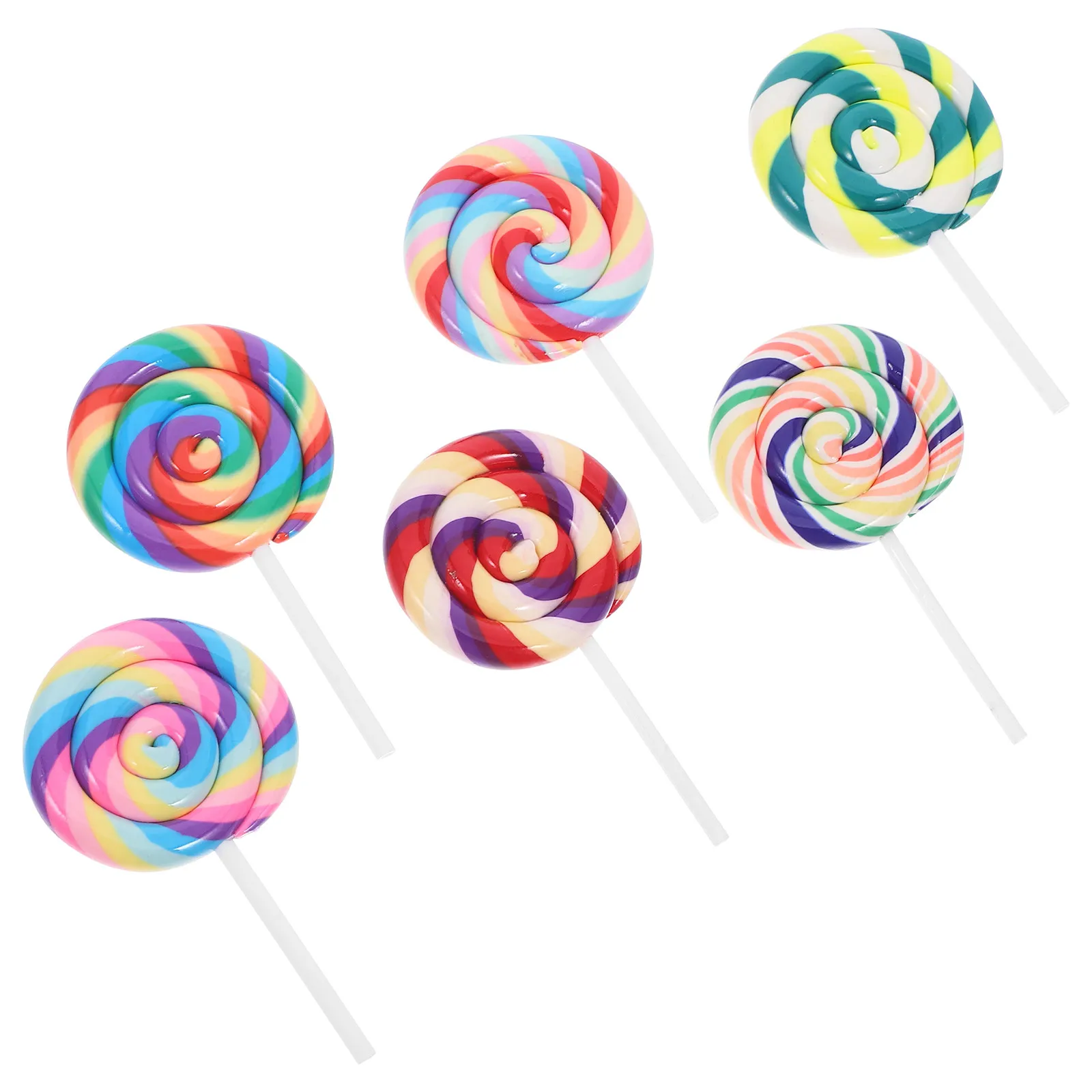 6Pcs Large Swirl Lollipops Soft Clay Craft Charms Easy to Use DIY Decor for Kids Creative Play Parentchild Activities Photo Prop