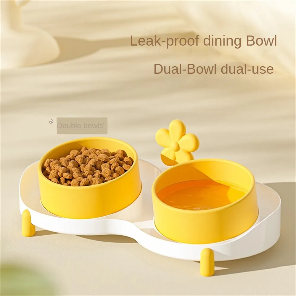 

Dog Food Basin Leak-proof Elevated Anti-knock Pet Feeder Cat Rice Basin Tilt Design Pet Supplies Pet Cat Bowl Pet Double Bowls