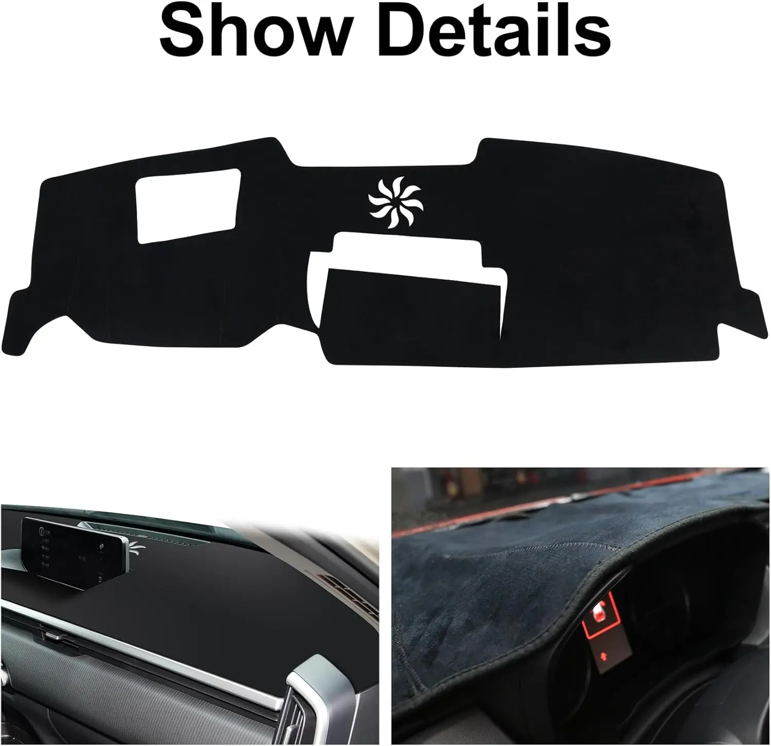 حصيرة غطاء لوحة القيادة لمازدا 2023-2025 2026 CX-50 CX50 ملحقات (مع HUD) مادة الفانيلا السوداء المضادة للانزلاق غطاء داش حصيرة