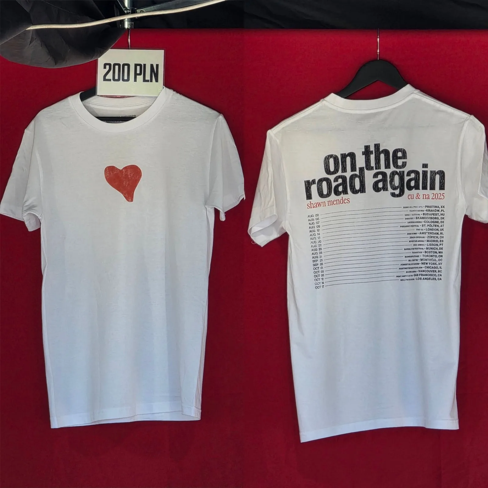 شون مينديز على الطريق مرة أخرى جولة ميرش تي شيرت للجنسين S-5XL