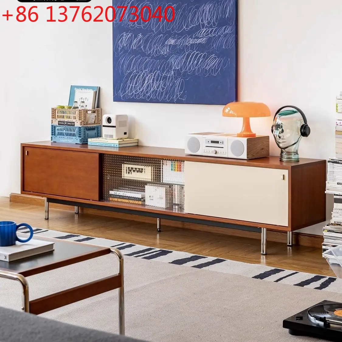 

Retro style solid wood TV cabinet, medium and ancient style living room locker, floor-to-ceiling combination storage cabinet