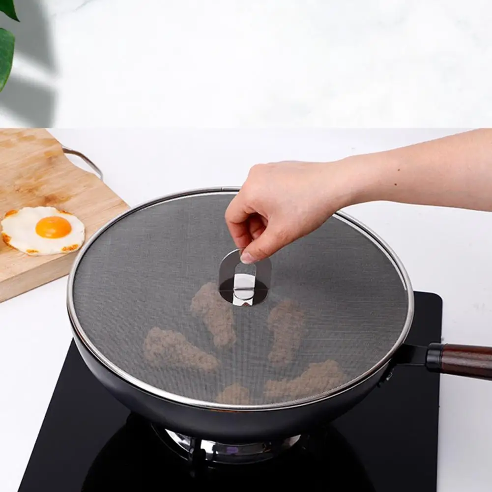 Oil Splatter Scree Stainless Steel Frying Pan Oil Proofing Lid Kitchen Explosion-proof Mesh Pot Lid Frying Pan Cooking Tools