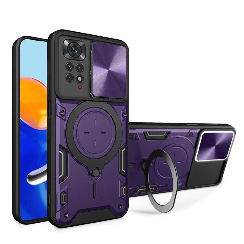 

Защитный чехол для объектива камеры, военный бронированный чехол для телефона Redmi 12C 13 14C 4G 5G, держатель с кольцом и подставкой, задняя крышка, чехлы