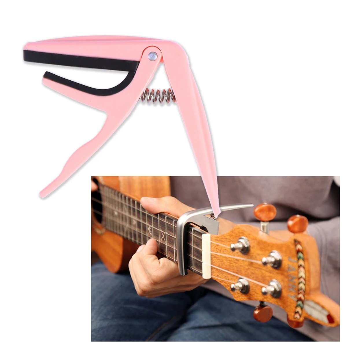 

Ukulele Capo Acoustic Instrument Accessories Silicone Pad Protect Strings Easy Manage Spring Loaded Clamp Tuner