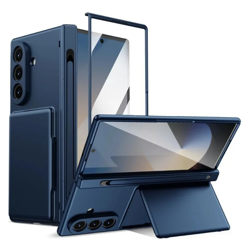 Hinge Protection For Samsung Galaxy Z Fold 8Ultra Fold 7 6 5 4 3 With S Pen Screen Protector Wallet Card Slot Bracket Phone Case