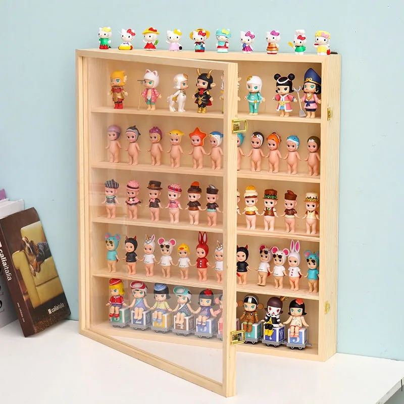 

Acrylic display stand, blind box storage solid wood figure storage cabinet