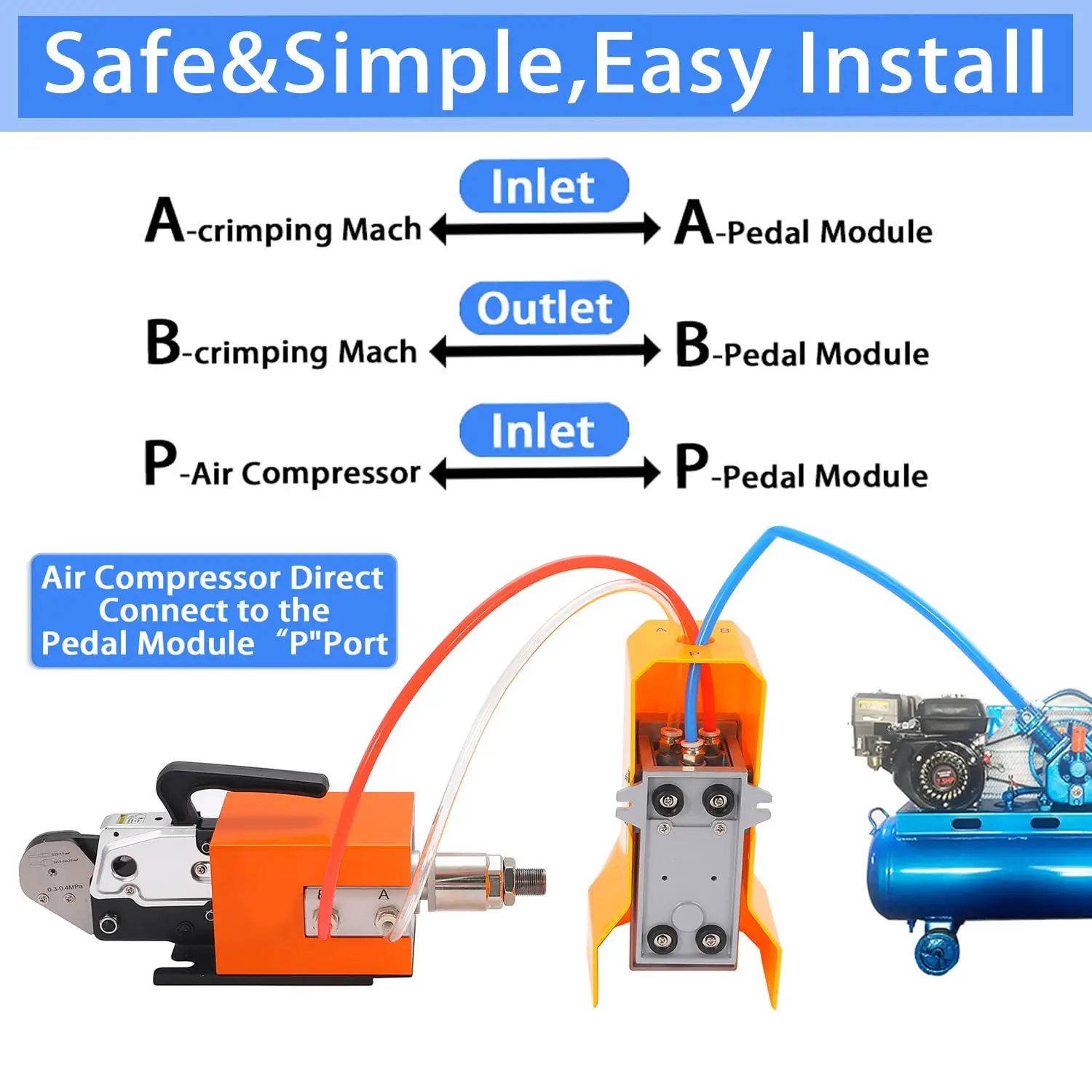Pneumatic Crimping Tool 0.08-10mm² Air Powered Wire Terminal Crimper Plier Awg28-7 Machine AM 6-4/6-6, Terminal Crimping Machine