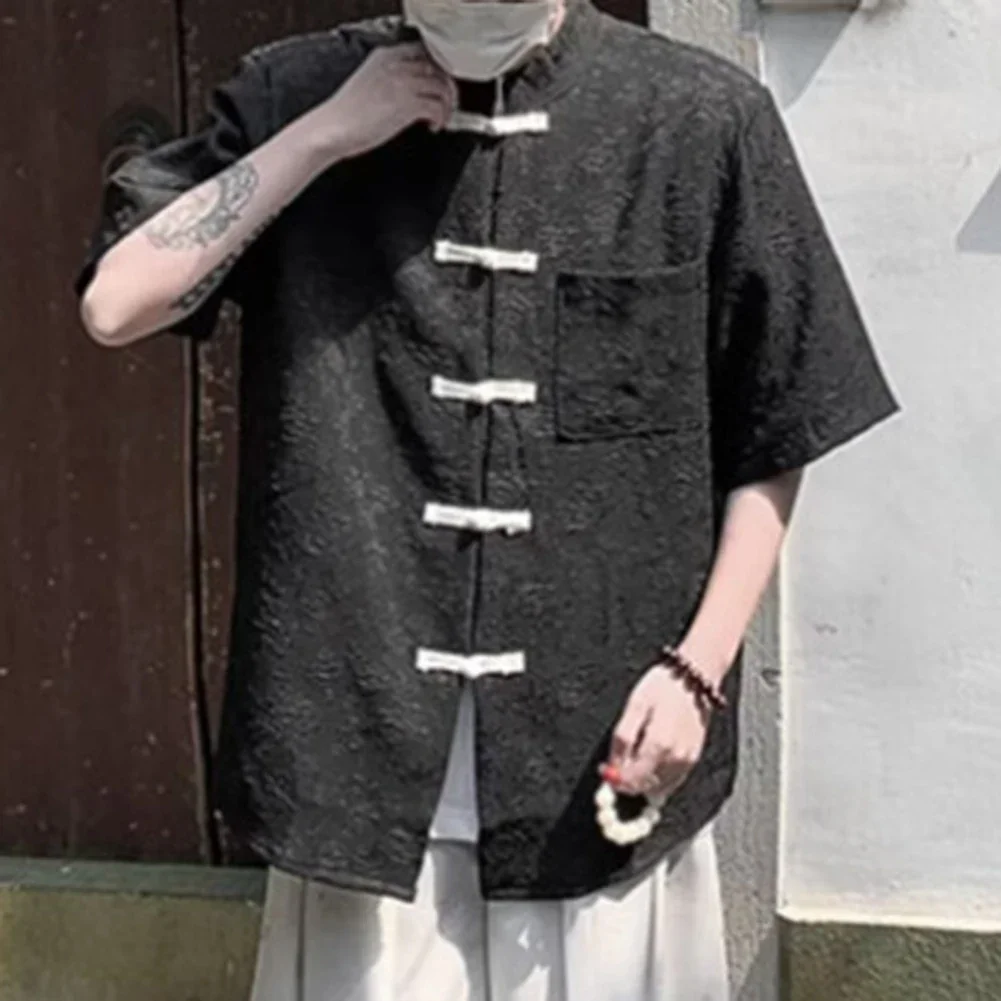 

Рубашка свободного кроя, китайский традиционный топ, повседневная повседневная одежда, рубашка с короткими рукавами, китайская традиционная летняя рубашка, праздничный наряд 2XL