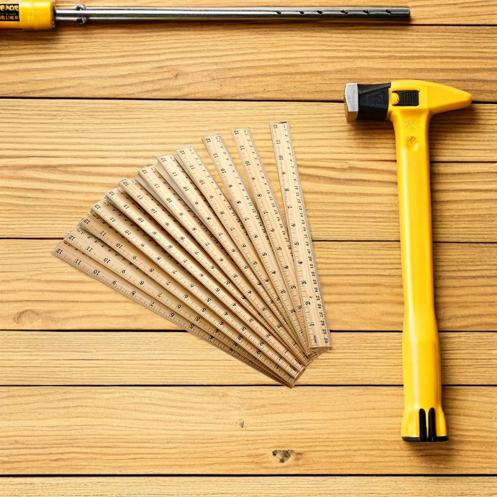 30Pcs Wooden Ruler 30cm Double Scale Clear Accurate Scales Home School Office Use Long Lasting Wooden Straight Ruler