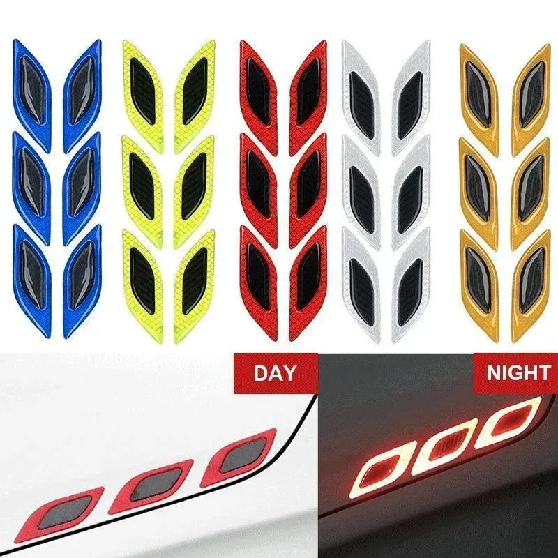 6pcs/Set Car Reflective Stickers Anti-Scratch Safety Warning Sticker for Truck Auto Motor Exterior Decorative Accessories