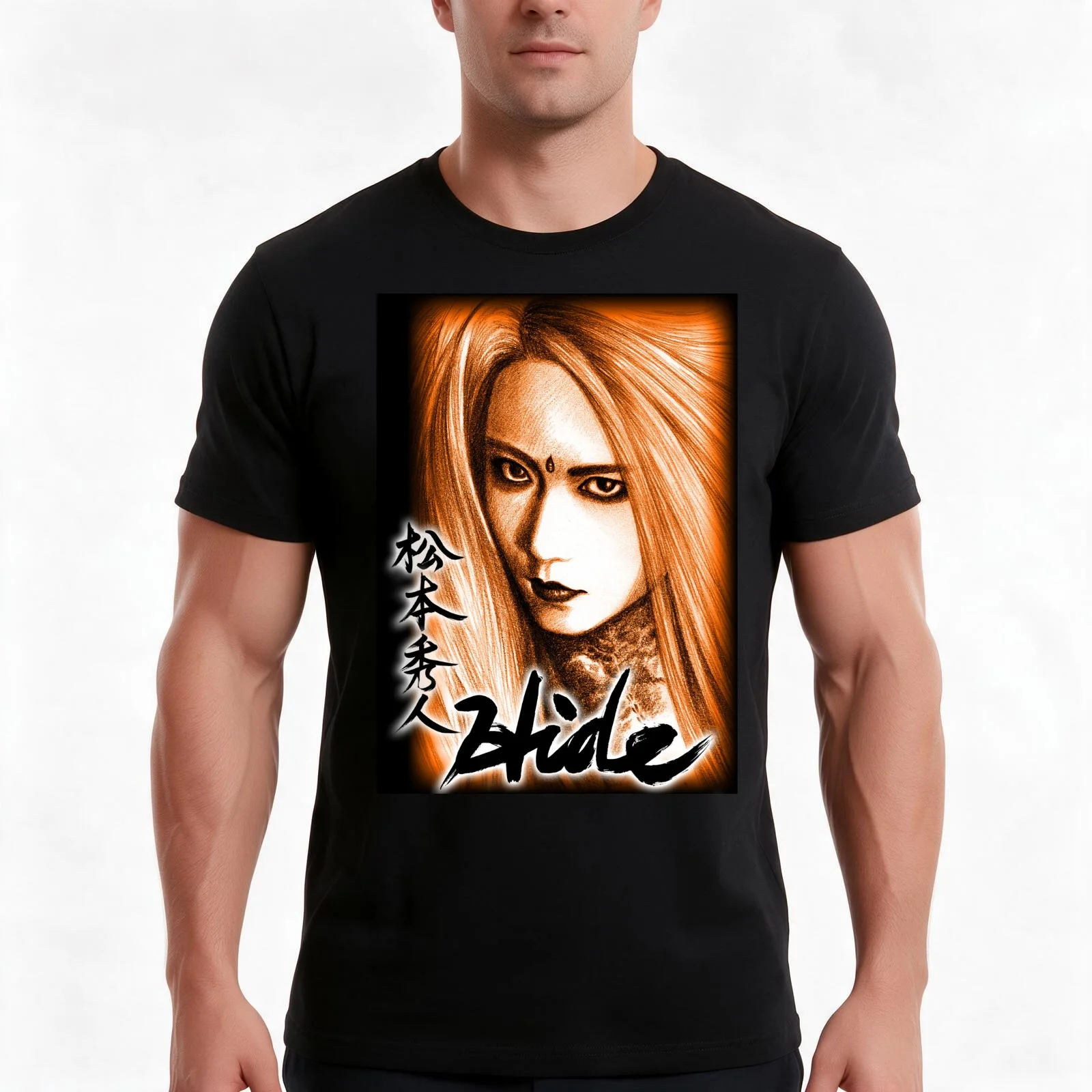 Long hair HIDE(Orange) T-Shirt, Summer Casual Cotton Tee, Oversized Streetwear Tops, Vintage Graphic Print, Unisex Men Women