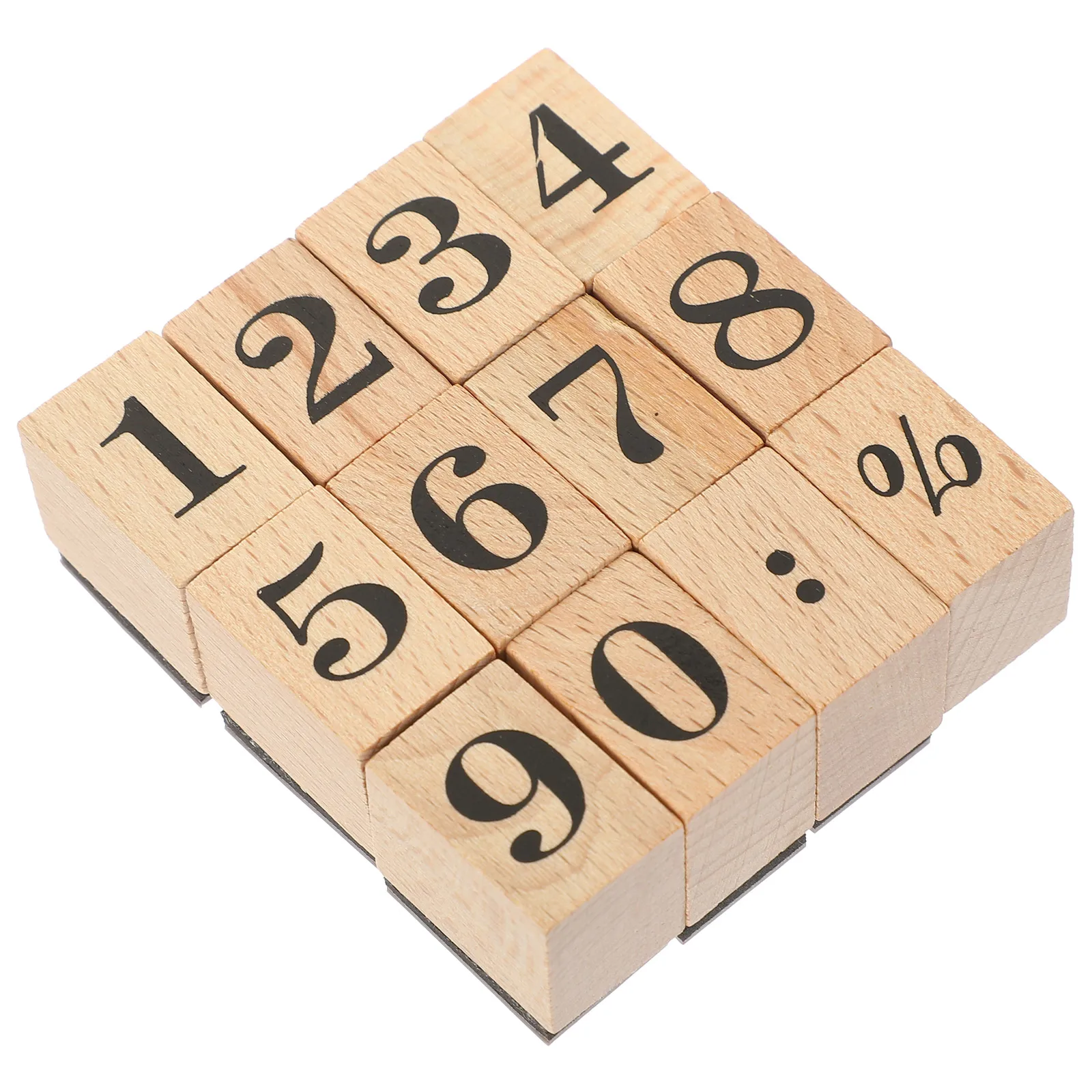 

Wooden Seal Stamp Set Durable Kids Toys Craft Scrapbook Cards Handmade Gift Lightweight Storage Journal DIY Accessories Number