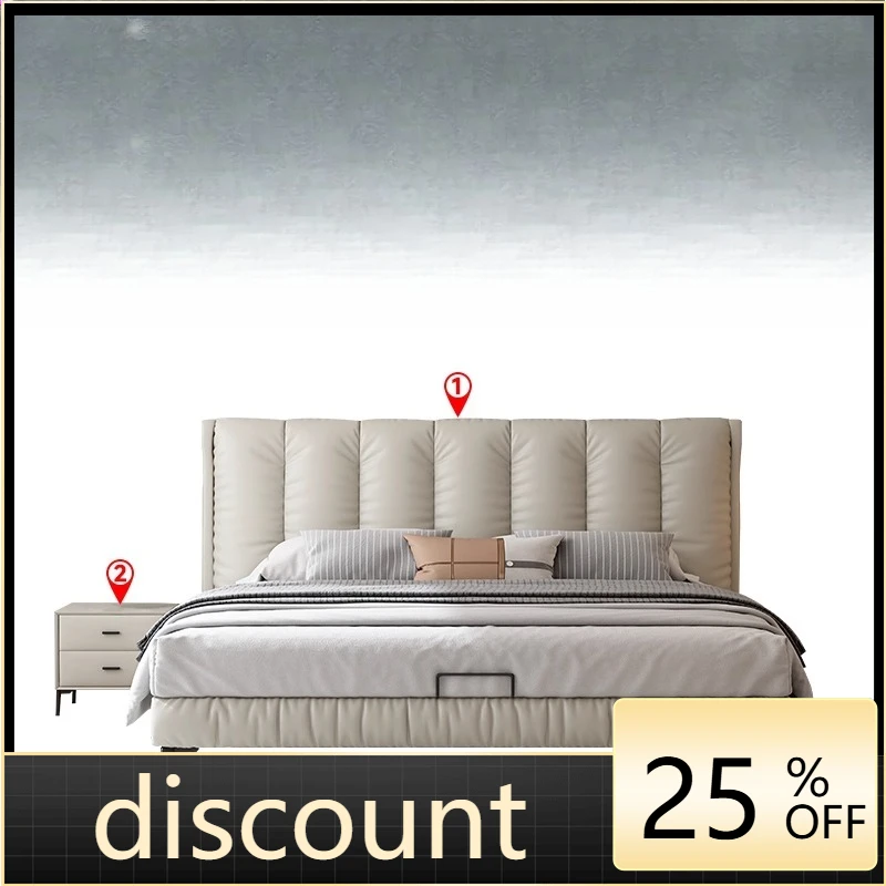 

LMM leather bed 1.8 meters master bedroom double bed Italian minimalist soft bed furniture