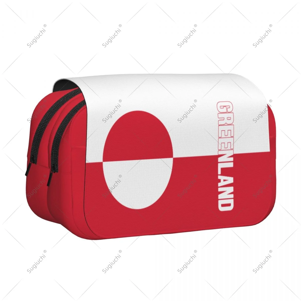 

Pencil Case Scissors Bags 3D Greenland Flag Double-layer Oxford Cloth Stationery Storage Pen Box Case