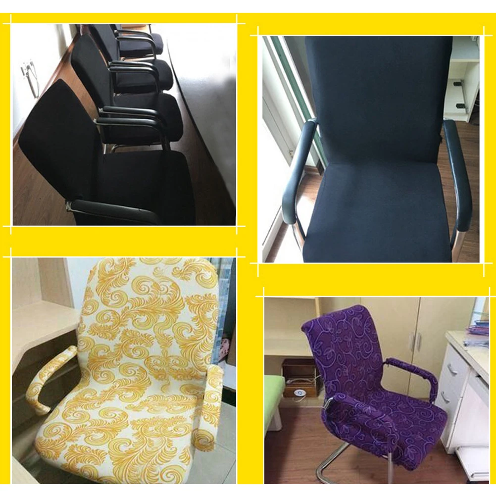 

Elastic Fabric Office Chair Cover Stretchable Cloth Protector For Back Seat Machine Washable Gold Small