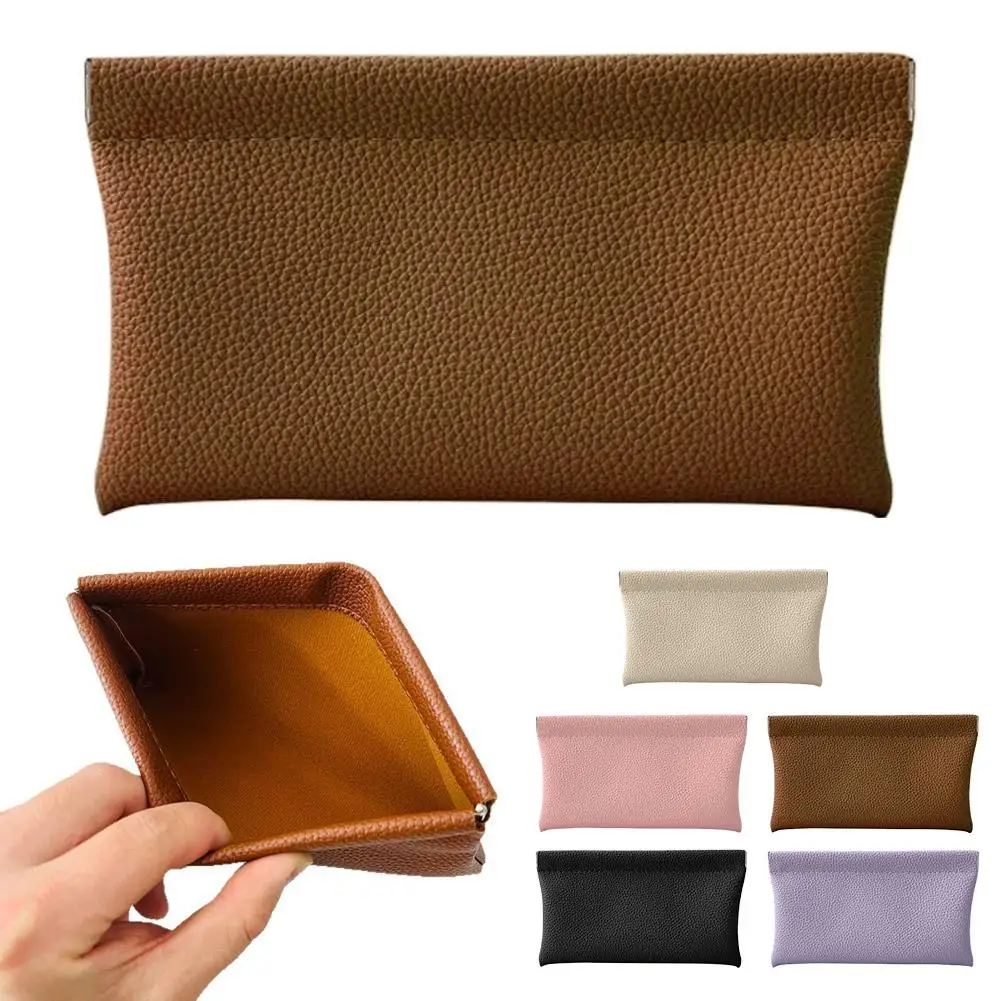 Long coin purse Self-closing Glasses Storage Bag PU Coin Data Cable Key Card Storage Packet Driver's License Document Holder