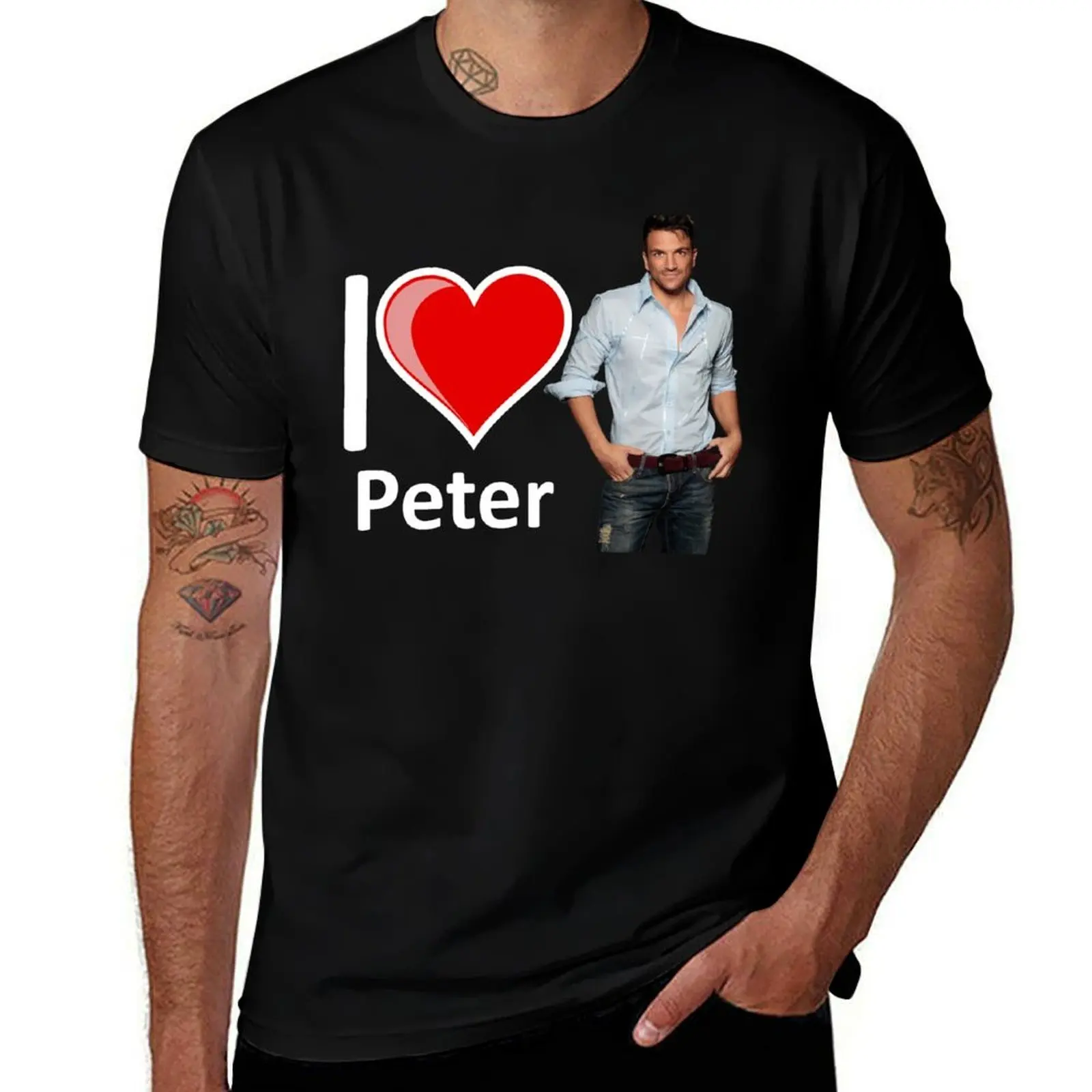 

Футболка I Love Peter Andre, забавные футболки, мужская черная хлопковая футболка, простая мужская футболка в упаковке