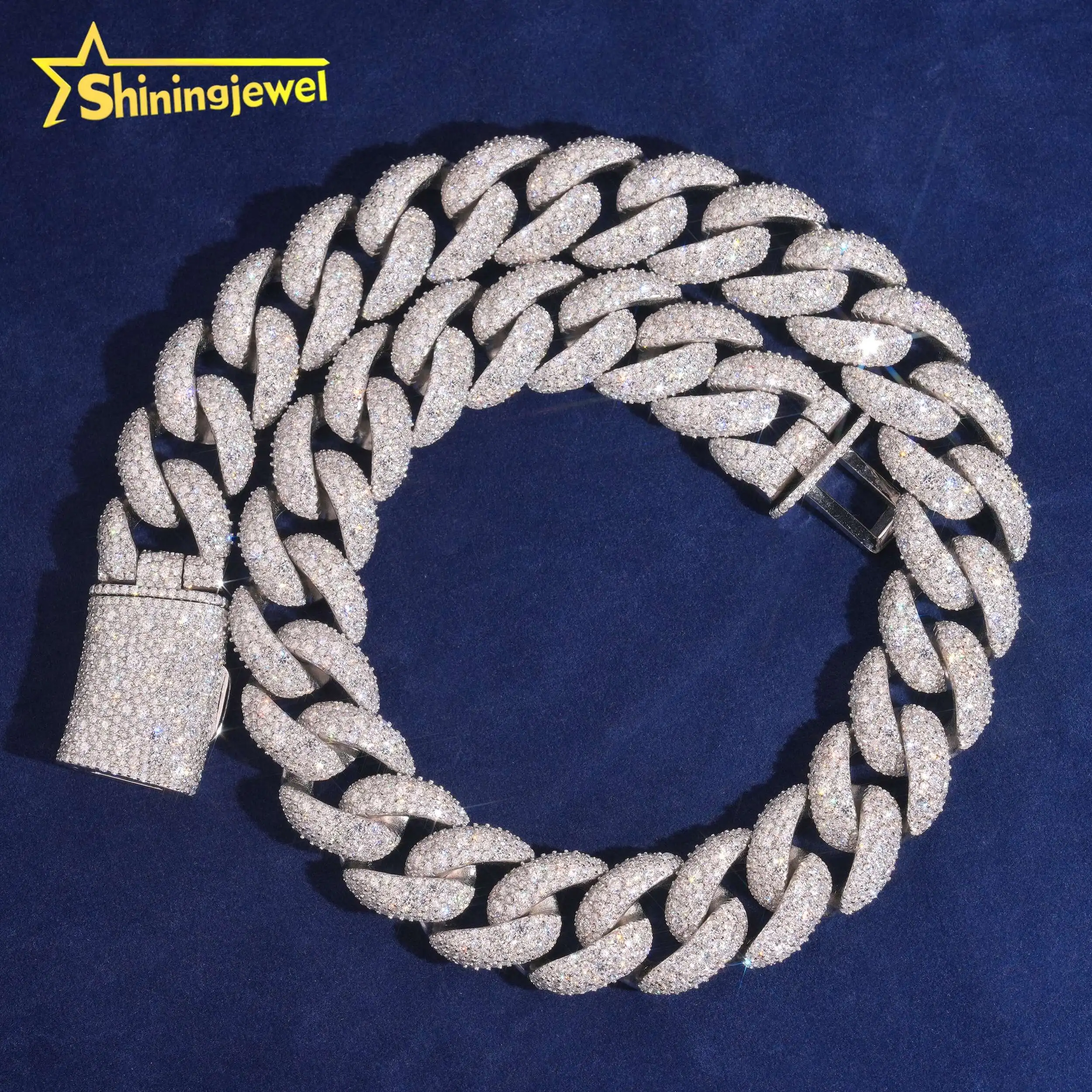 23mm Big Ass Chain Solid 925 Sterling Silver Hip Hop Jewelry Men Necklace Iced Out Moissanite Cuban Chain Necklace...