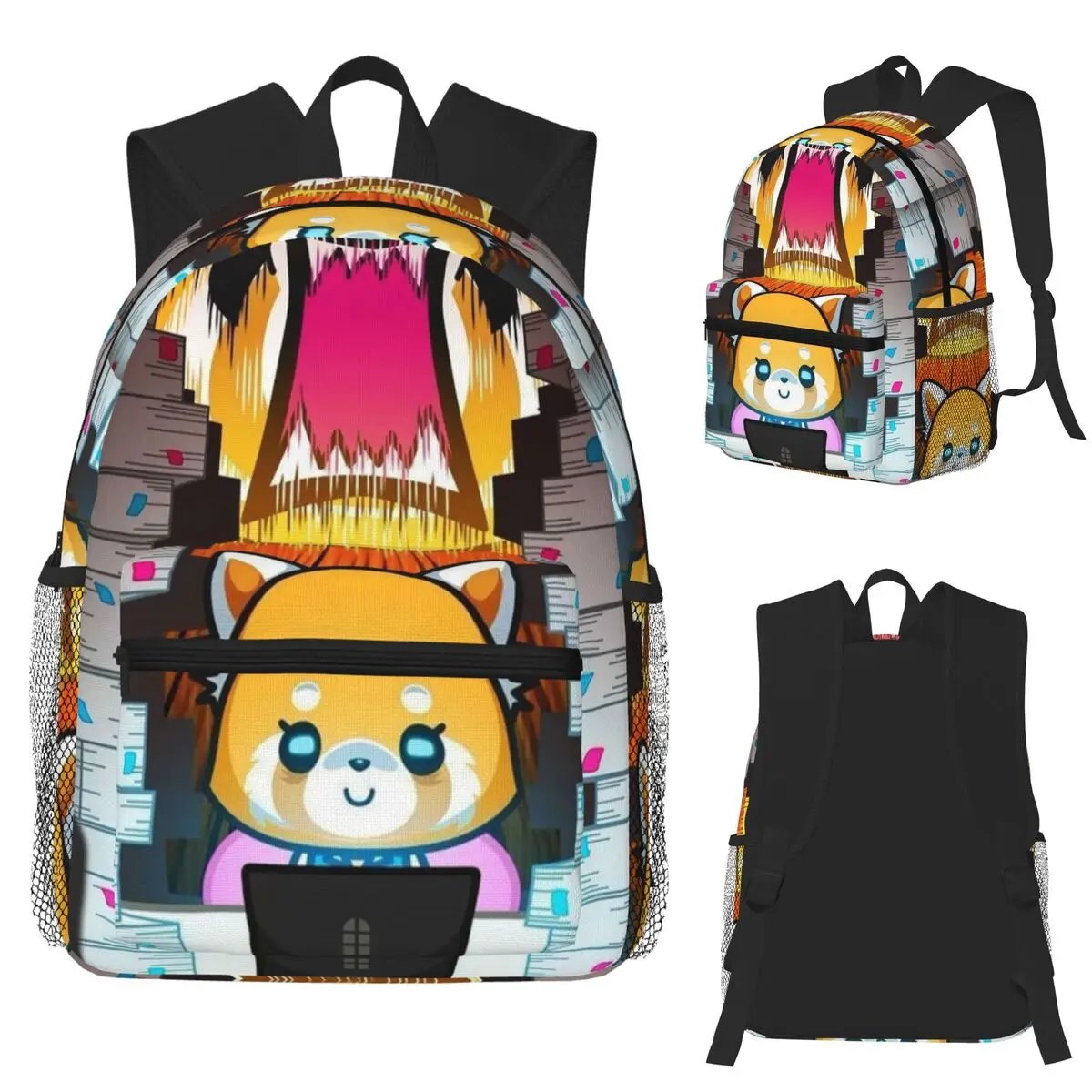 

Cartoon Popular Funny Aggretsuko Student Backpack School Bag Hiking Travel Daypack for Men Women Fashion Bookbag Shoulder Bags