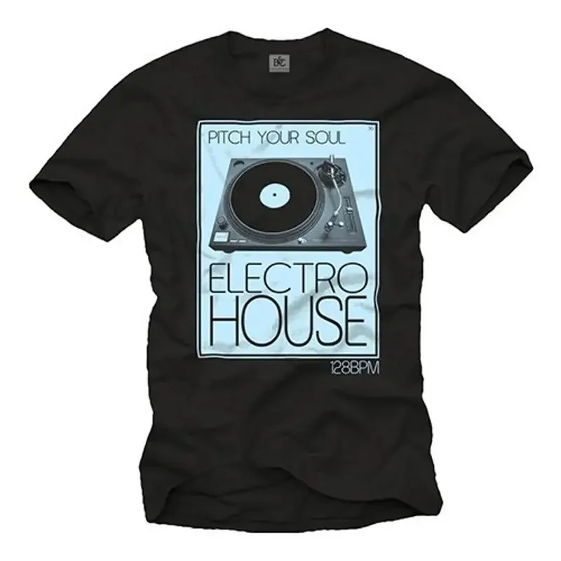 Mens T-Shirt Black Men Gifts Music DJ Hip Hop Rap Electro House Music