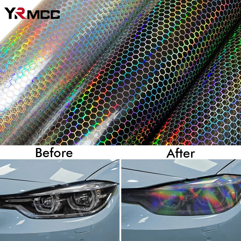 Car Headlights Taillight Film Honeycomb Waterproof Vinyl Wraps PVC Auto Headlight Tint Film Fog Tint Sticker for Car Accessories