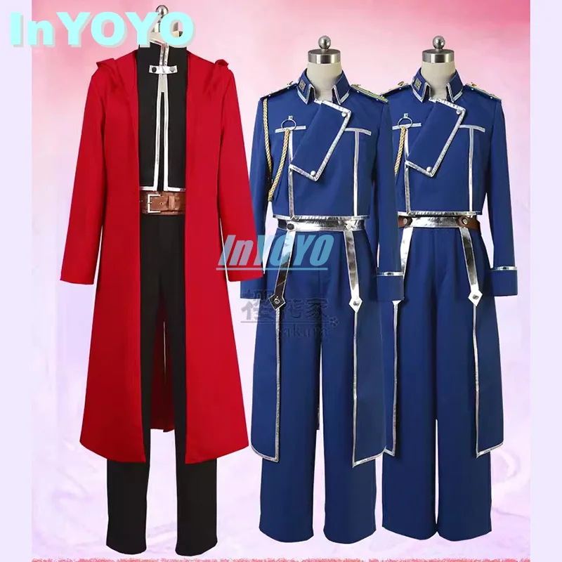 

Костюм для косплея InYOYO Roy Mustang Riza Hawkeye аниме, цельнометаллическая Униформа алхимика, пальто и штаны, костюм на Хэллоуин для женщин и мужчин