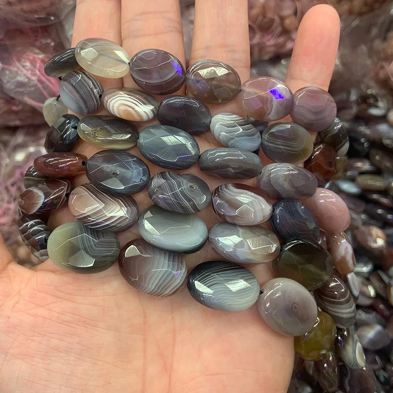 

Natural Botswana Agate Stone Beads 15'' Faceted Oval Beads For Jewelry Making Beads DIY Women Necklace Earring Pendant Gift