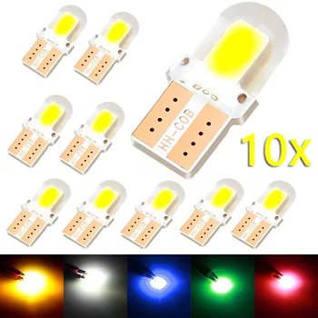 LED 자동차 번호판 램프, T10 W5W 전구, COB T10 LED 캔버스 클리어런스 램프, LED 주차 전구, 자동차 인테리어 독서등, 10 개
