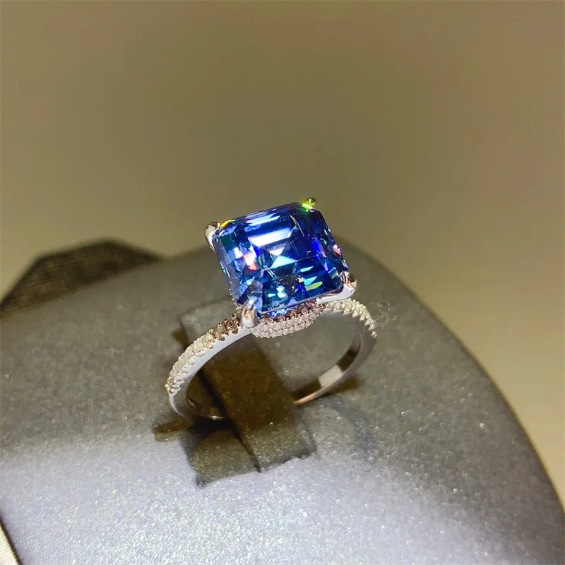 5 Carat Sapphire Moissanite Rings s925 Silver Blue Moissanita Gemstone Luxury Wedding Ring Fine Jewellery Pass Diamond Tester