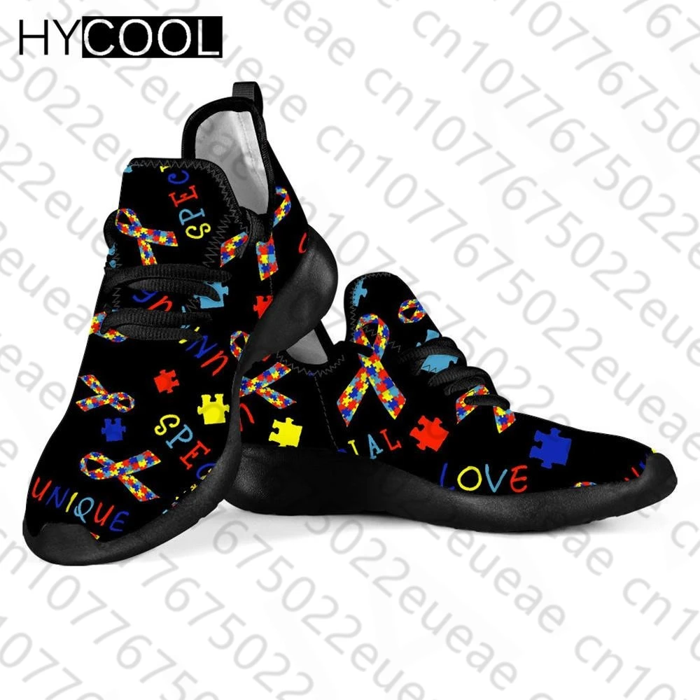 HYCOOL Unisex Shoes Autism Awareness Pattern 3D Print Mesh Lightweight Women Gym Sports Shoes Comfotable Lace Up Men's Footwear