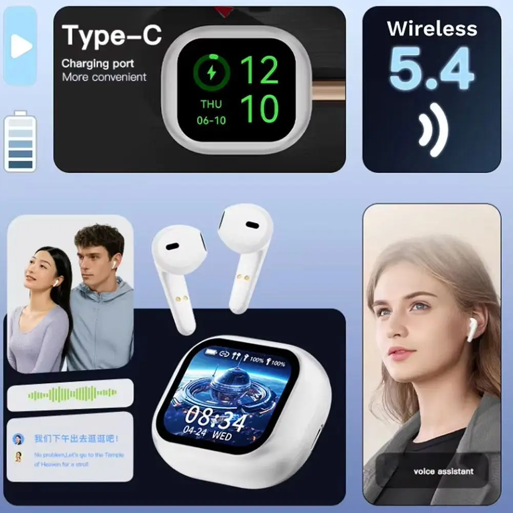 سماعة لاسلكية تعمل بالبلوتوث AI الترجمة المتزامنة سماعات أذن ثنائية الاتجاه لغة مترجم الوقت الحقيقي I8I1