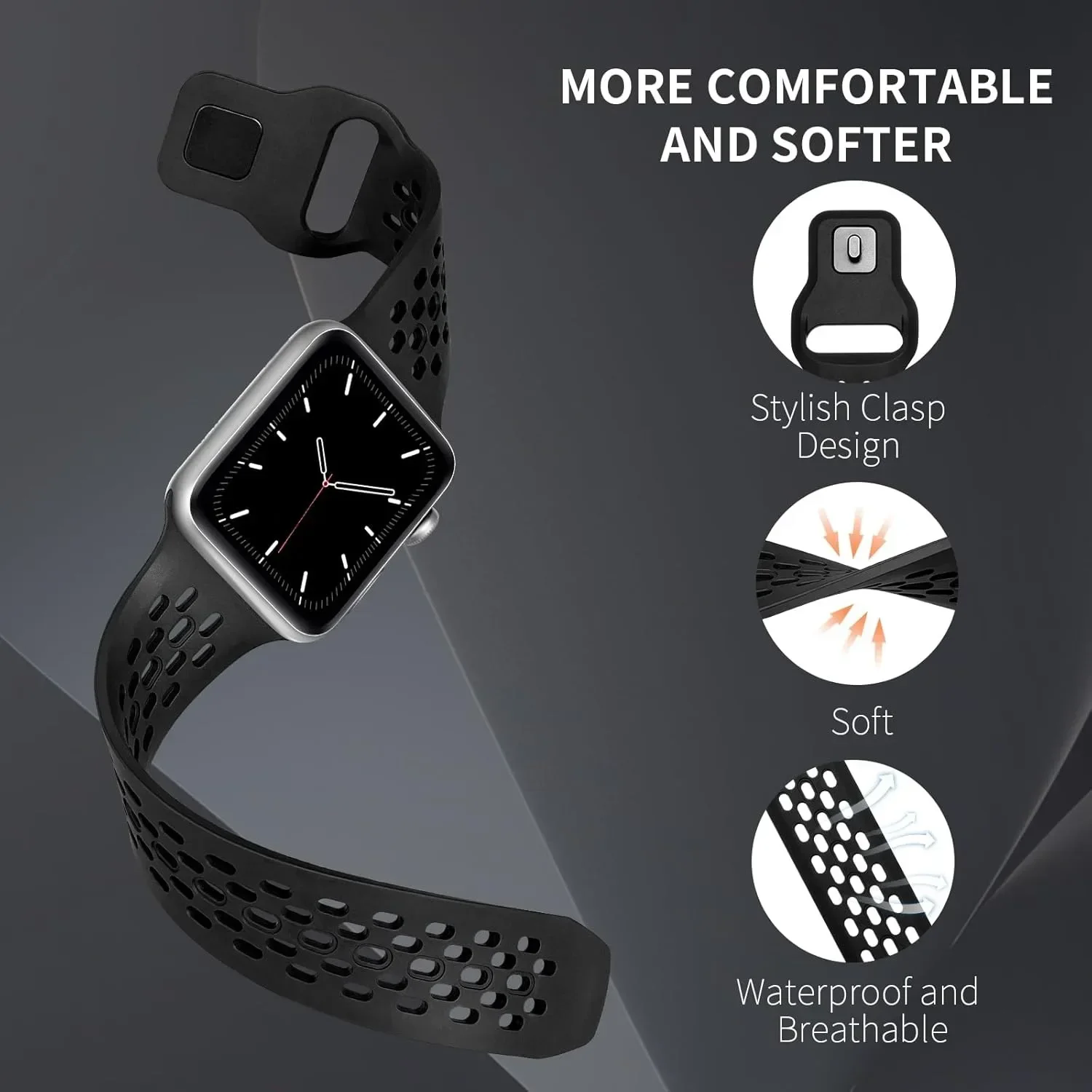New Silicone Strap For Apple Watch Bands 42mm 46mm 44mm 40mm 41mm 45 49mm Sport Bracelet iWatch Series 12 11 10 9 8 7 Ultra 3 2