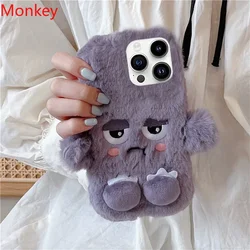 3D Cute Cartoon Funny Case For Xiaomi 14T 13T 12T 11T 10T 14 13 12 11 Poco F6 F5 F4 Redmi A3 A2 A1 Fluffy Plush Soft Bumper Case