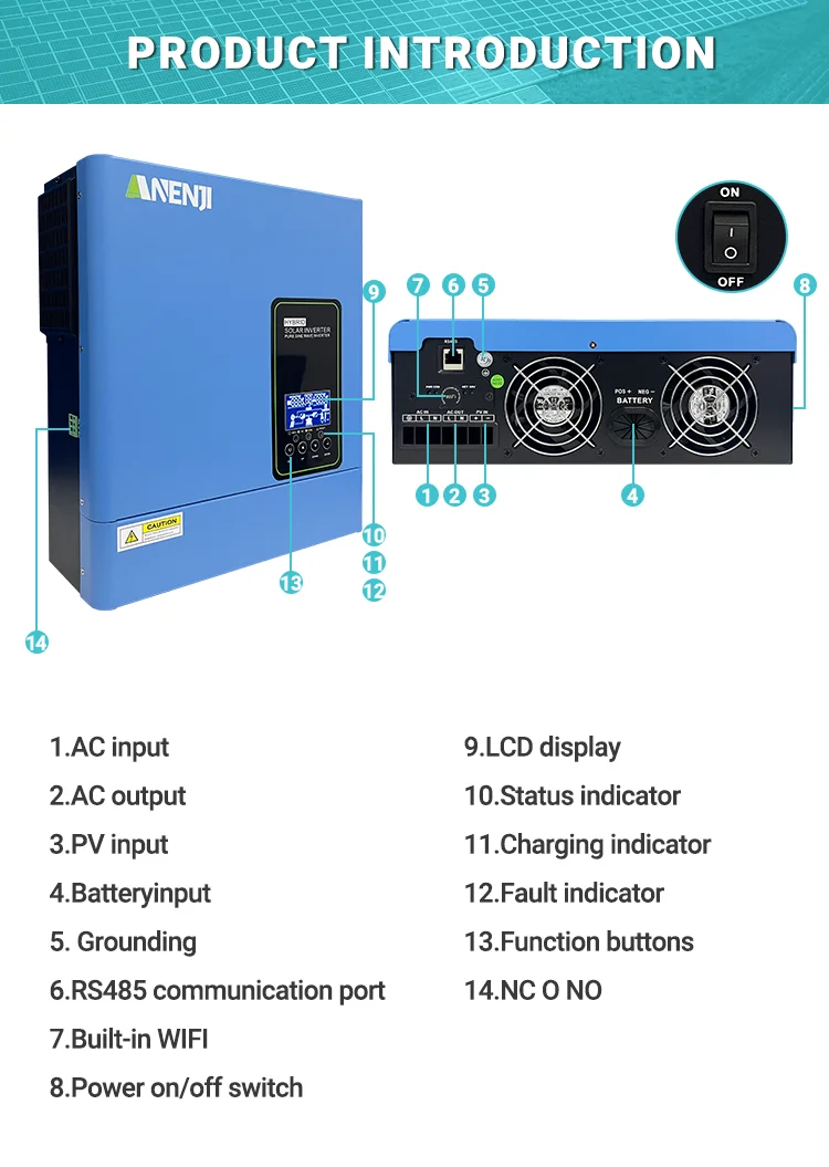3KW 24V Hybrid Solar Inverter Pure Sine Wave On-Grid MPPT 100A PV 500 VDC Soalr Charge Controller With WiFi ﻿