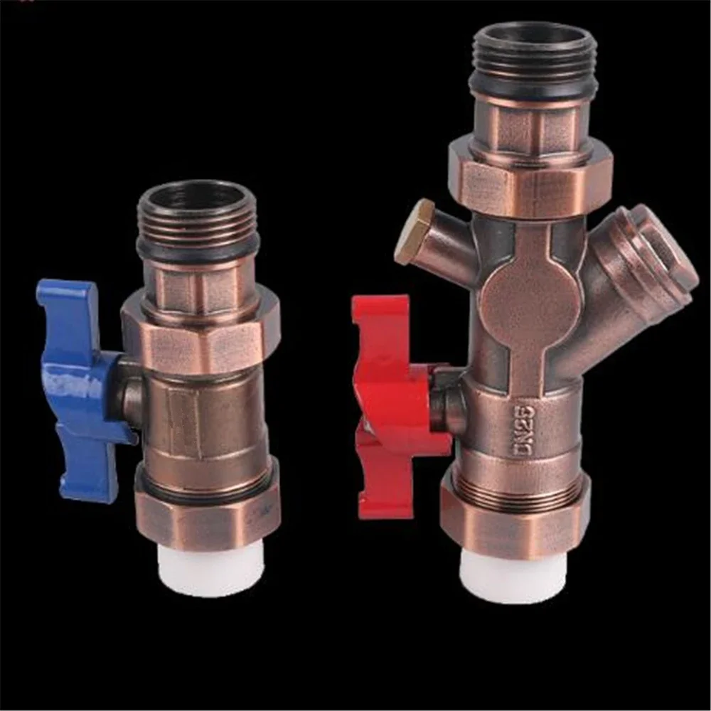 Valvola a sfera separatore d'acqua Valvola a manicotto del filtro dell'acqua di ingresso e uscita color bronzo Unione dell'acqua di ingresso e uscita multifunzionale