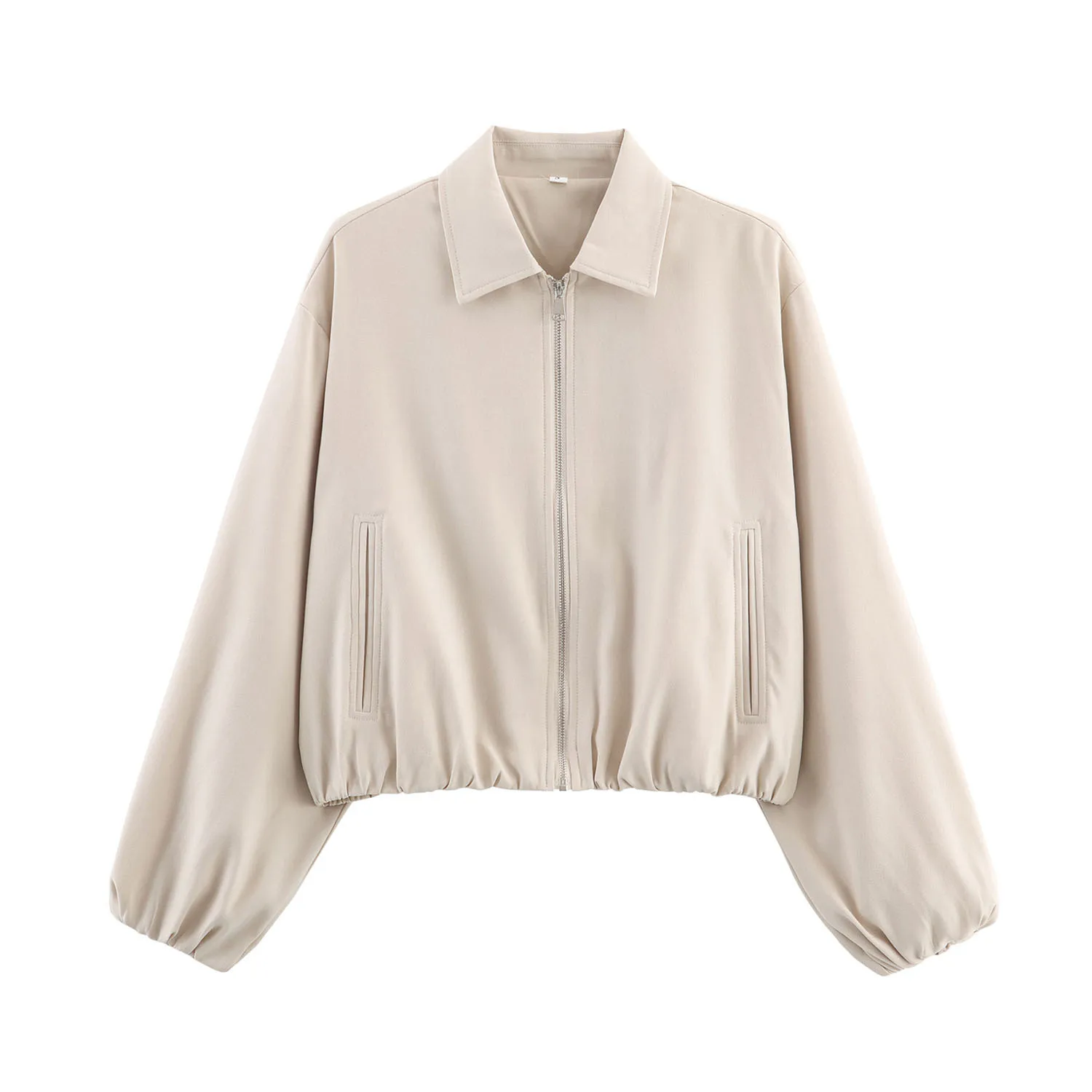 Solid Zipper Bomber Jackets For Women Lapel Cropped Jackets Woman 2025 Long Sleeve Woman's Sports Jacket New In Outerwears Tops