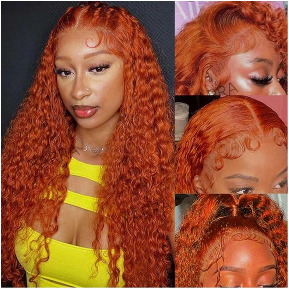 

6x4 Glueless LaceClosure Ginger Orange Curly 13x4 Lace Frontal Human Remy Hair Colored Transparent Deep Wave 13x6 Lace Front Wig