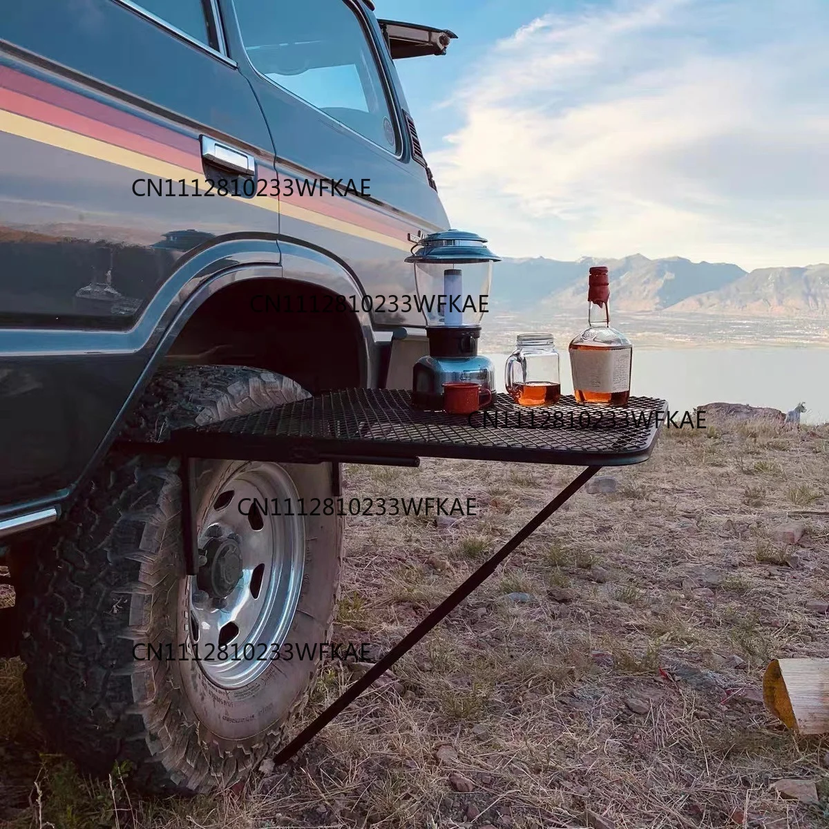 Car outdoor camping table metal barbecue grill tire metal folding table portable outdoor barbecue table