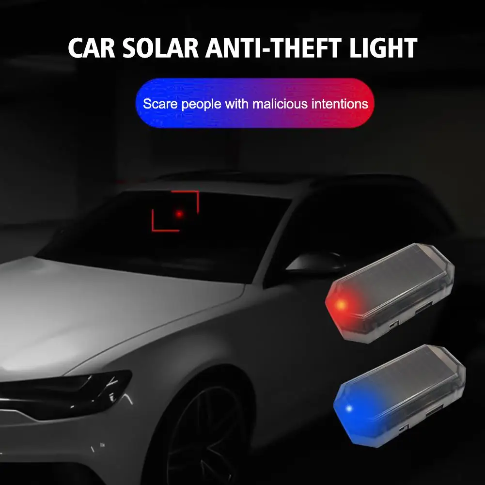 Mini LED Solar Power Car Warning Light Night Security Strobe Lamp Alarm ﻿ Alarm Simulated Dummy Lamp Wireless Anti-Theft Ca Y6X2