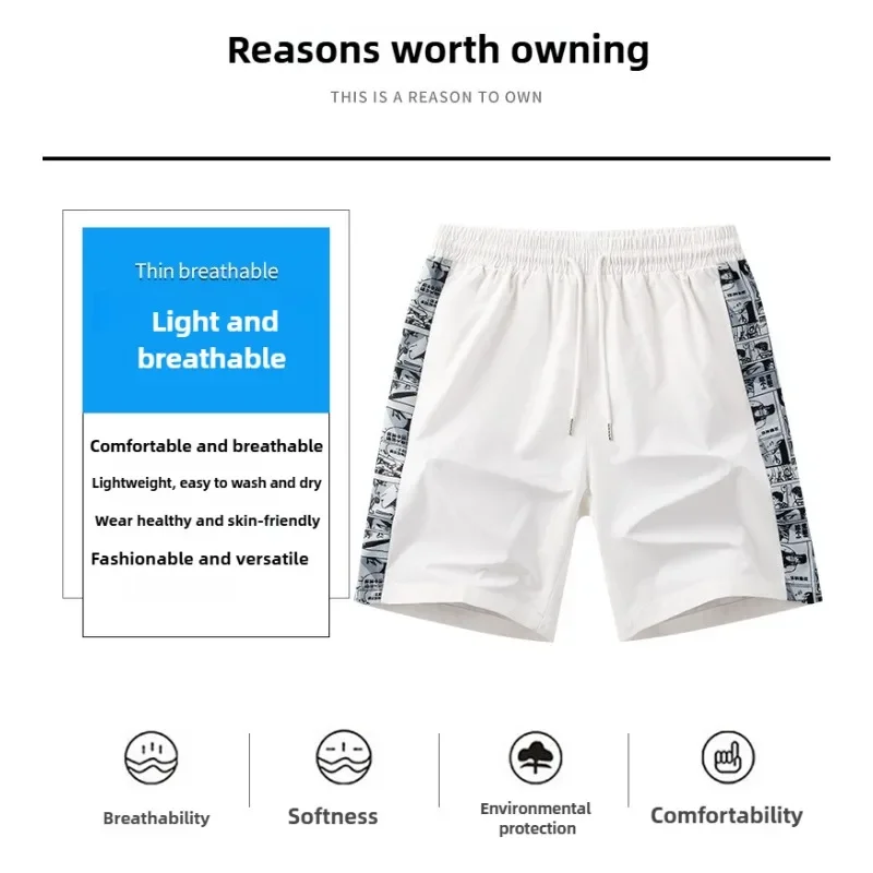 

Summer Hot Casual Shorts Men Patchwork Movement Loose Sports Elastic Waist Board Shorts Quick-drying Workout Short Pants Man