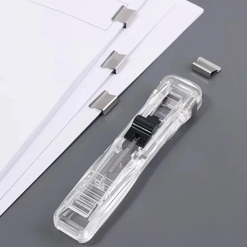 Hand Paper Clipper Metal Stapler Paper Clips For Document Binding Stapler File Office School Student Stationery Not Damage Paper