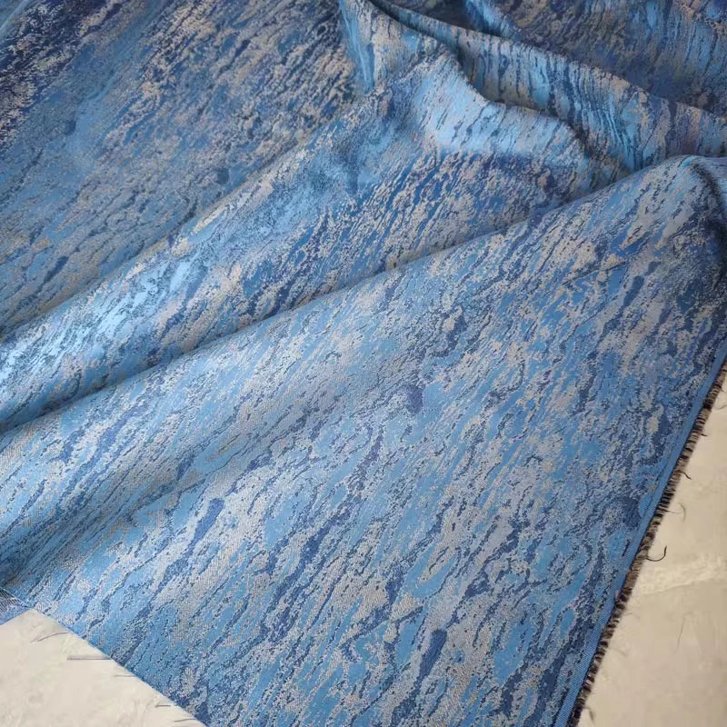 1yard Designer Fashion Creative Stage Tops,Bottoms and Fabrics for clothing Blue rock pattern jacquard texture pattern fabric